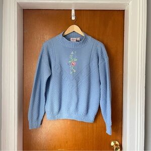 •Vintage floral embroidered knit sweater• Size M
